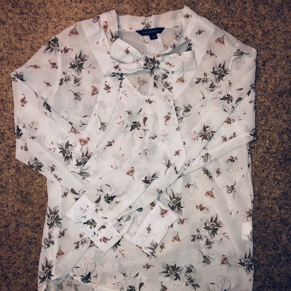 Floral mesh formal tie top